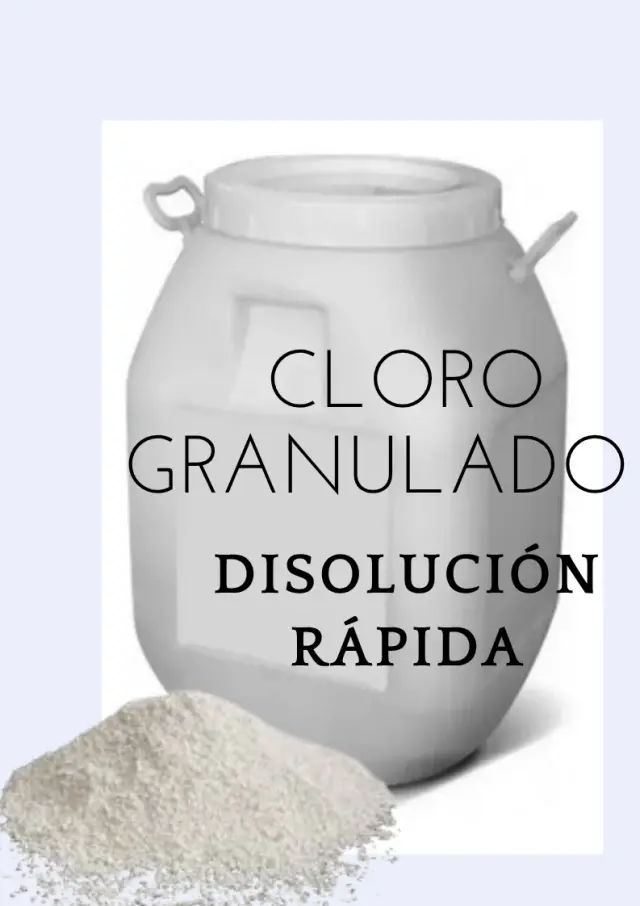Cloro Granulado de disolución rápida, y alta pureza, para piscinas.